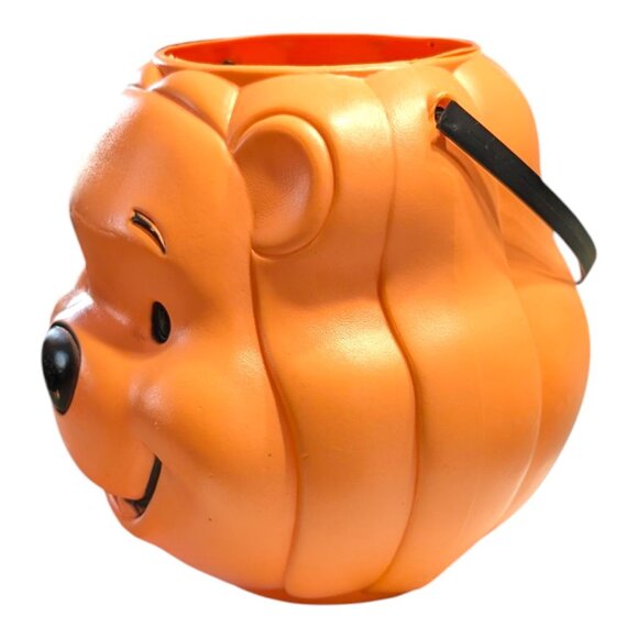 Vtg Disney Winnie The Pooh Halloween Pumpkin Blow Mold Candy Pail Bucket - Picture 5 of 7